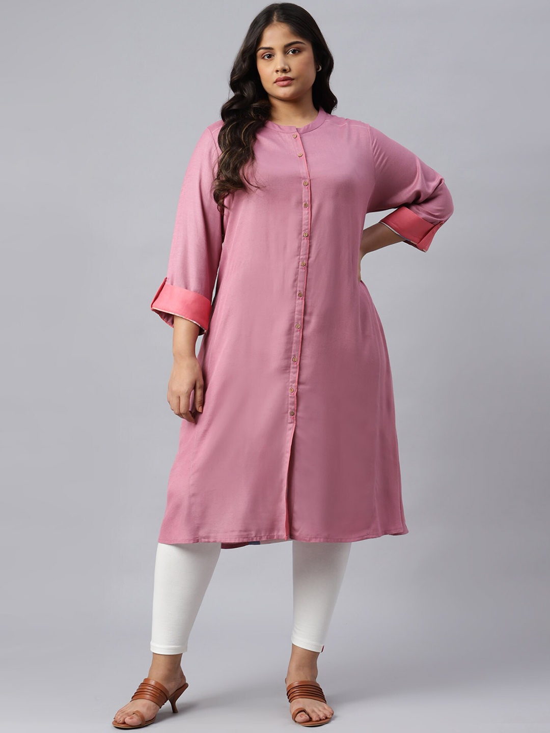 

W Women Pink Asymmetric Kurta