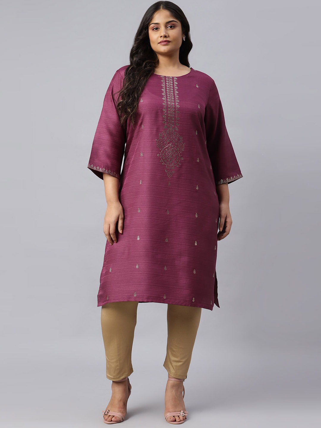 

W Women Purple Ethnic Motifs Kurta