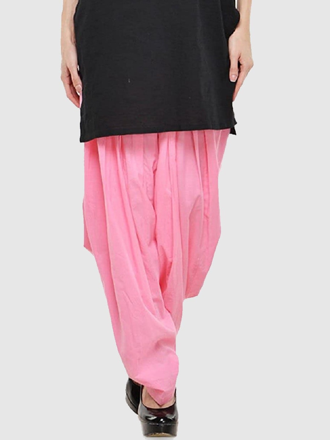 

Trendzmy Women Pink Solid Pure Cotton Loose-Fit Salwars