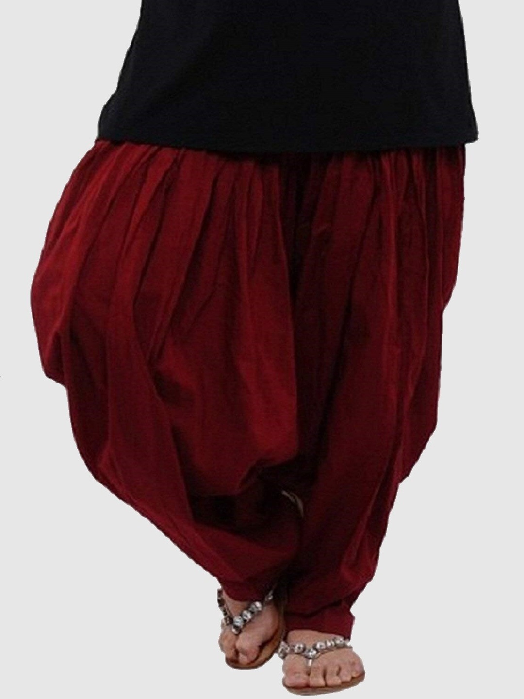 

Trendzmy Women Maroon Solid Cotton Loose Fit Salwar