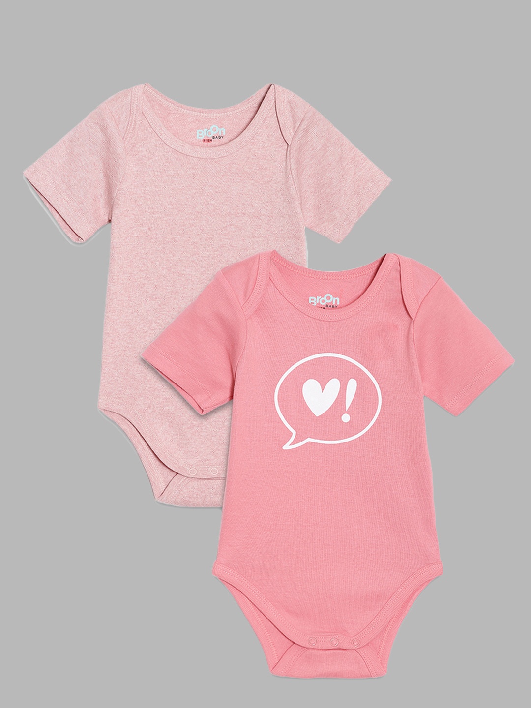 

Broon Infant Girls Pack of 2 Pink & Coral Printed Pure Organic Cotton Bodysuits