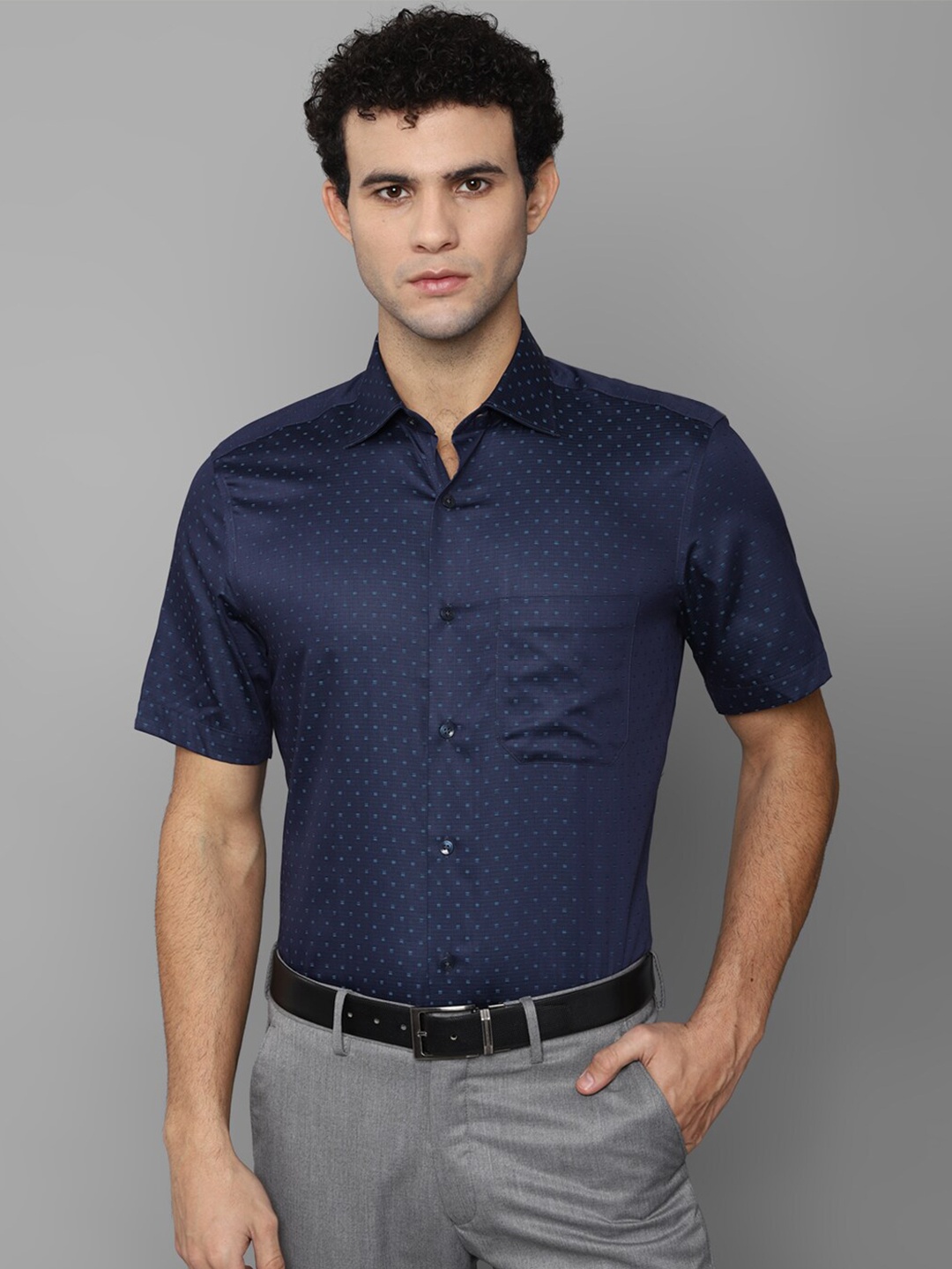 

Louis Philippe Men Navy Blue Formal Shirt