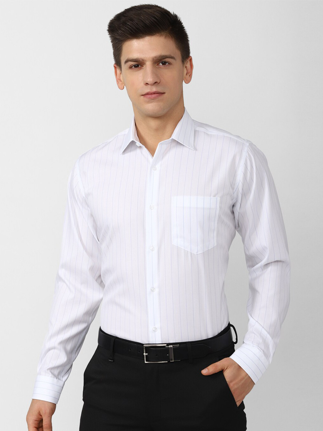 

Van Heusen Men White Striped Formal Shirt