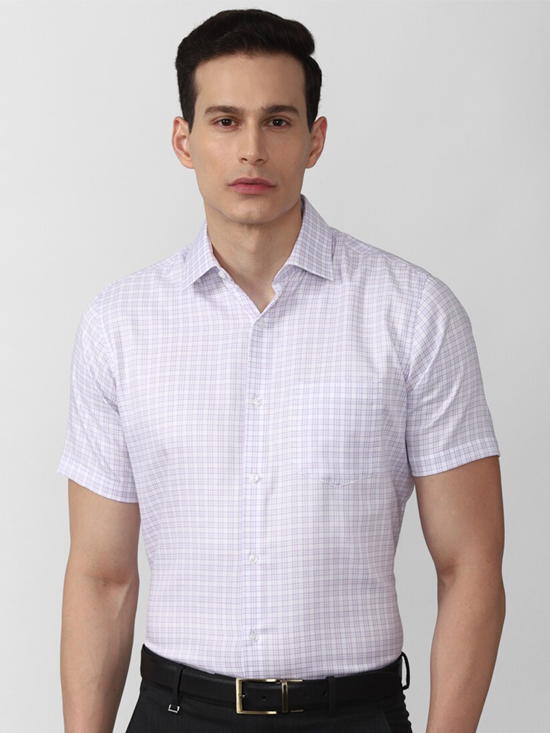 

Van Heusen Men White Checked Cotton Formal Shirt