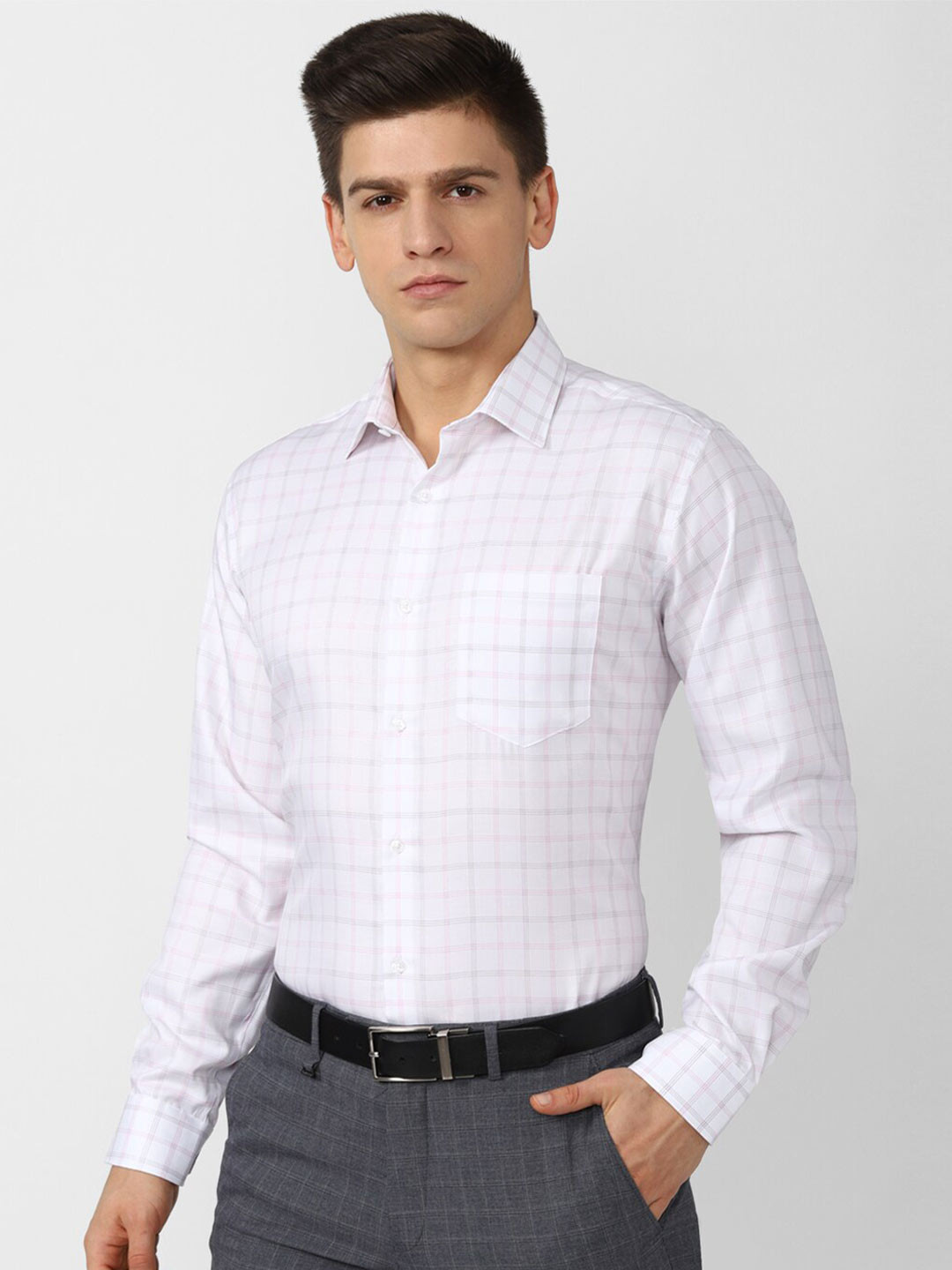 

Van Heusen Men White Checked Formal Shirt