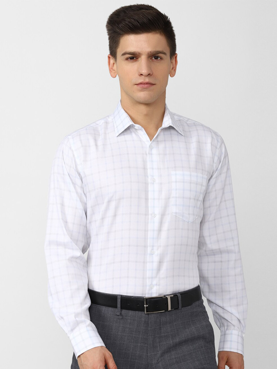 

Van Heusen Men White Checked Formal Shirt