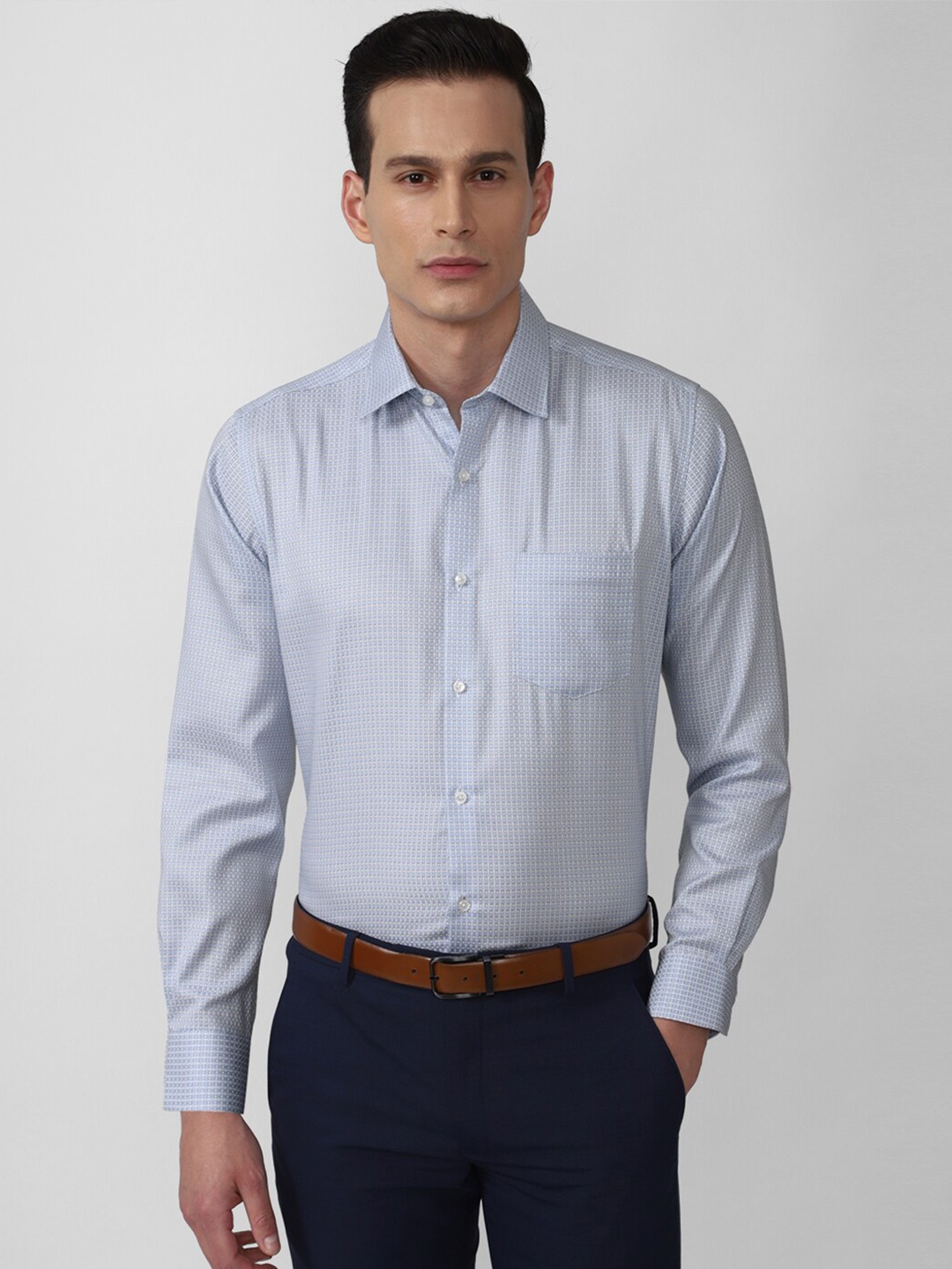 

Van Heusen Men Blue Printed Formal Shirt