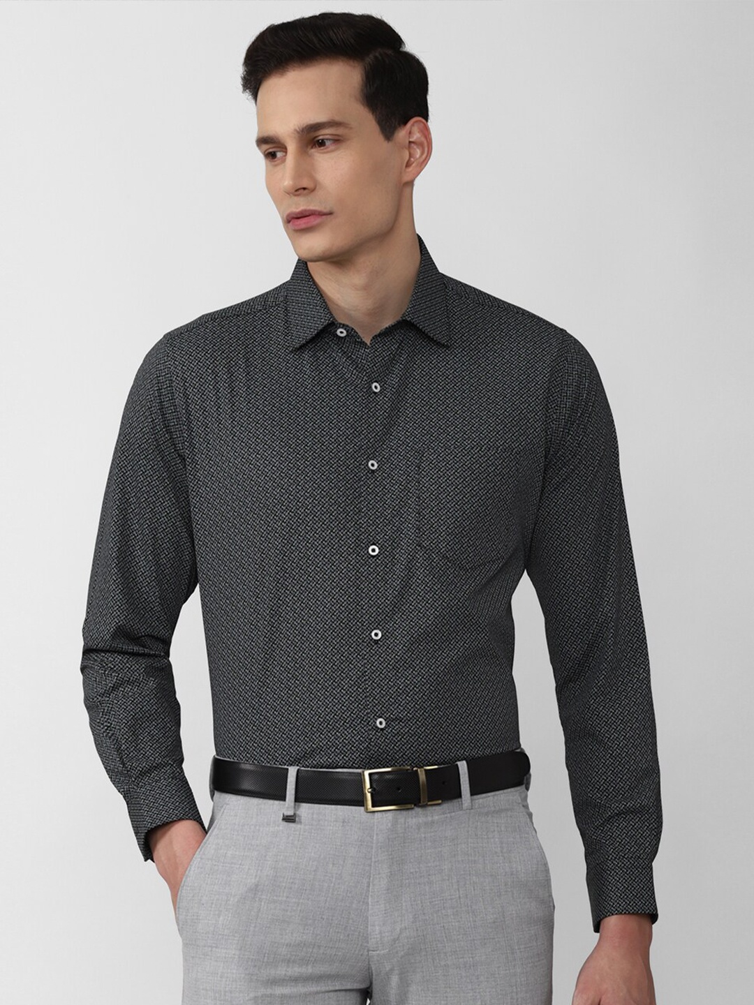 

Van Heusen Men Grey Printed Formal Shirt