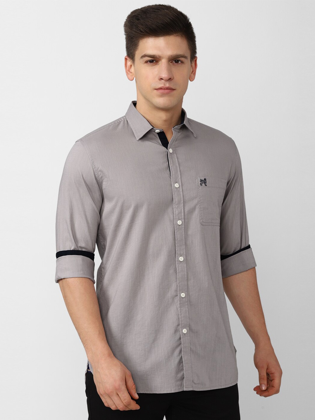 

Van Heusen ACADEMY Men Grey Slim Fit Casual Shirt