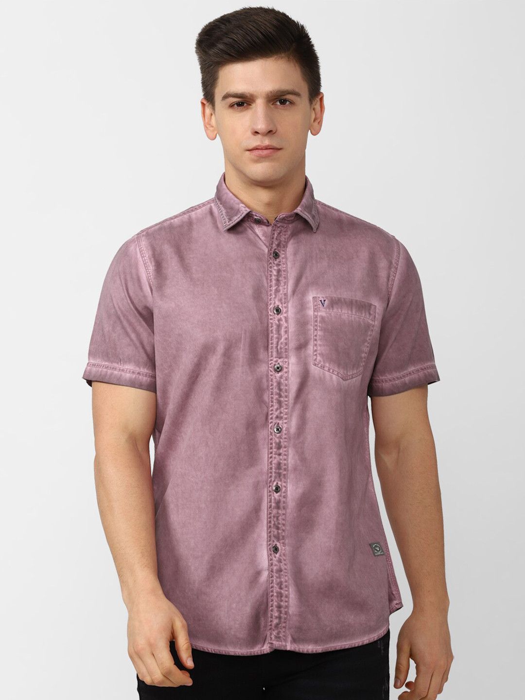 

VAN HEUSEN DENIM LABS Men Purple Slim Fit Faded Casual Shirt