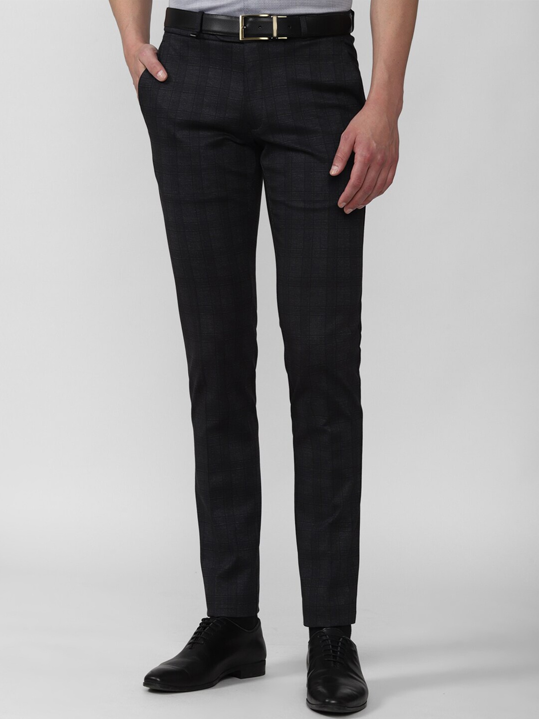 

Van Heusen Men Grey Checked Slim Fit Trousers