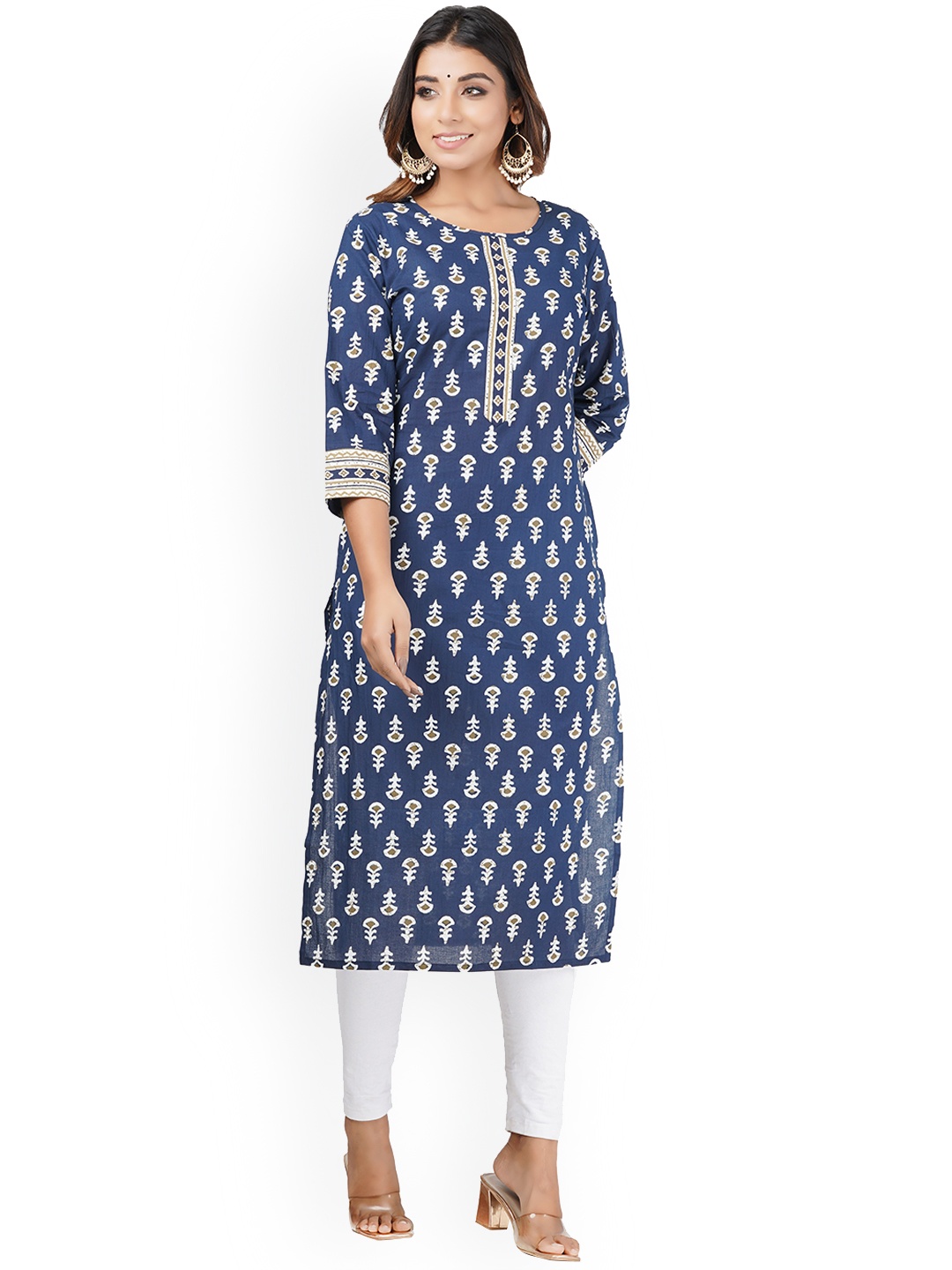 

PARCHHAI Women Blue Ethnic Motifs Printed Kurta