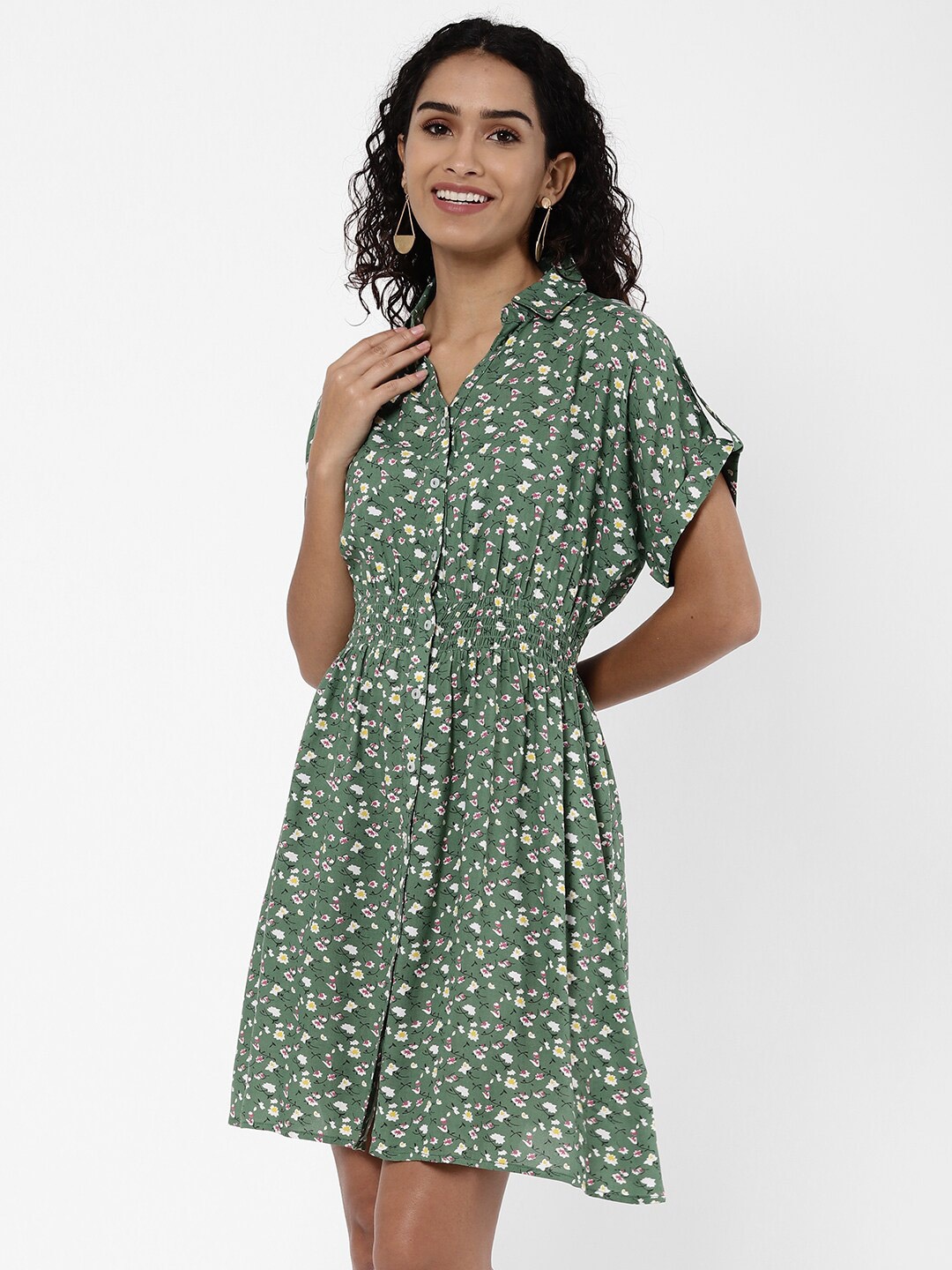 

R&B Green Floral Shirt Dress