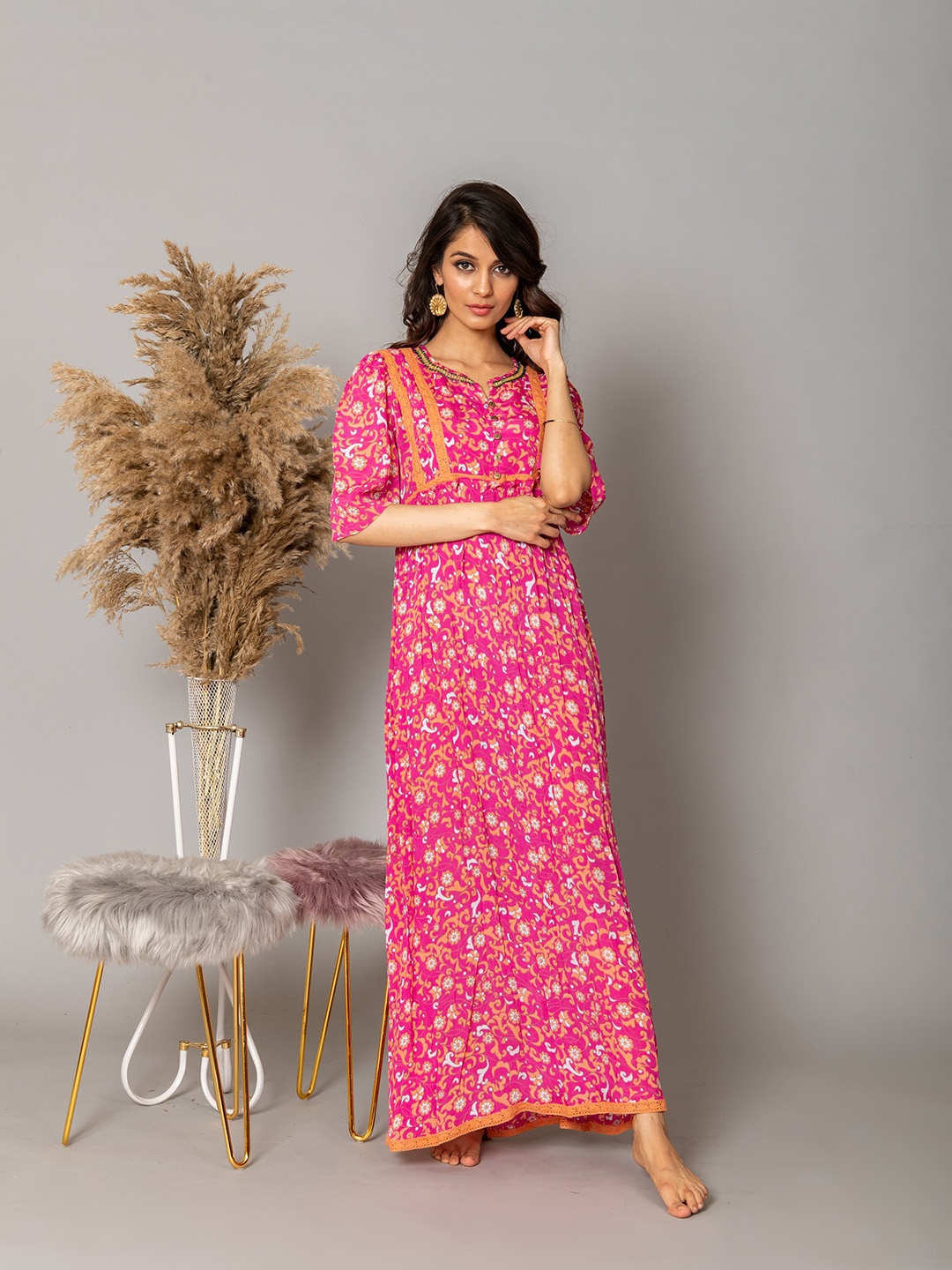

WESTIFIED Pink Chiffon Maxi Dress