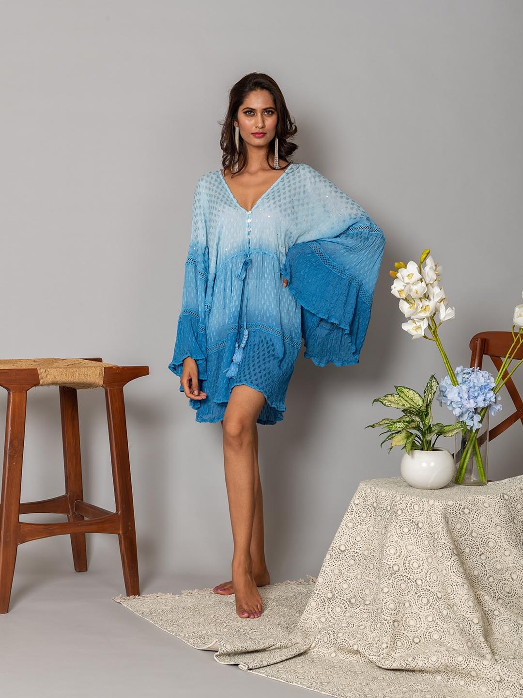 

WESTIFIED Women Blue Chiffon A-Line Dress