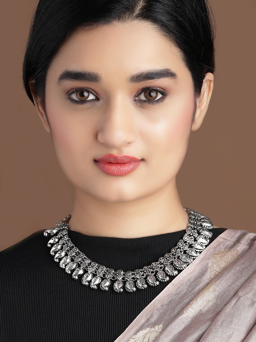 

Rubans Silver-Toned Statement Necklace