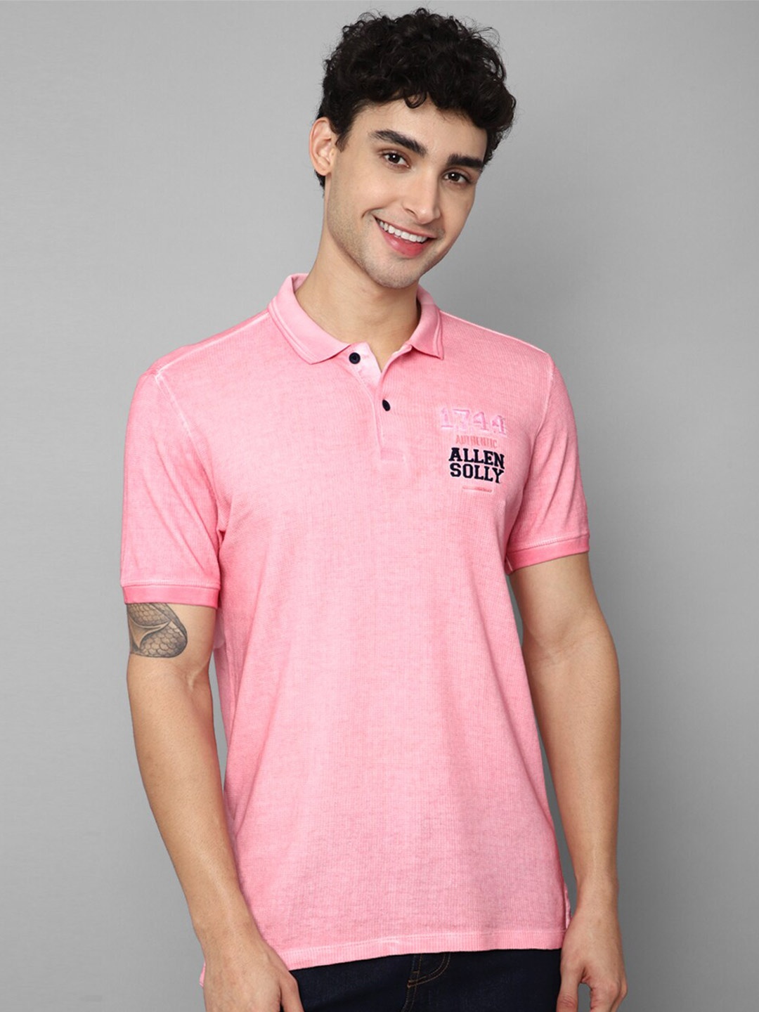 

Allen Solly Sport Men Pink Cotton Polo Collar T-shirt