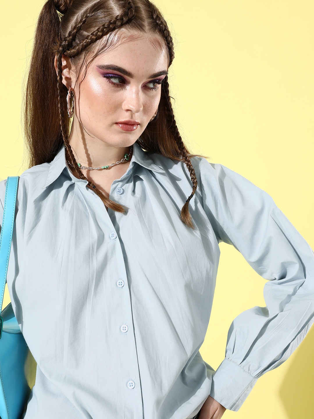 

StyleCast Blue Solid Once Upon a Sleeve Top