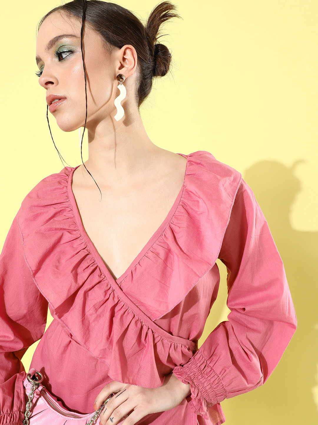 

StyleCast Mauve Solid Wrap it Up Top