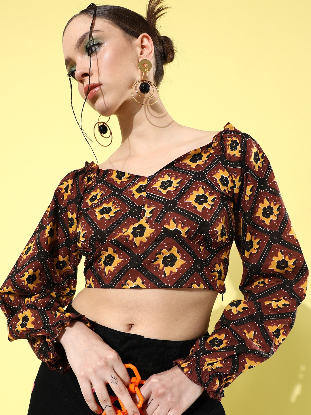 

StyleCast Multi-Coloured Ethnic Motifs Print Parade Top