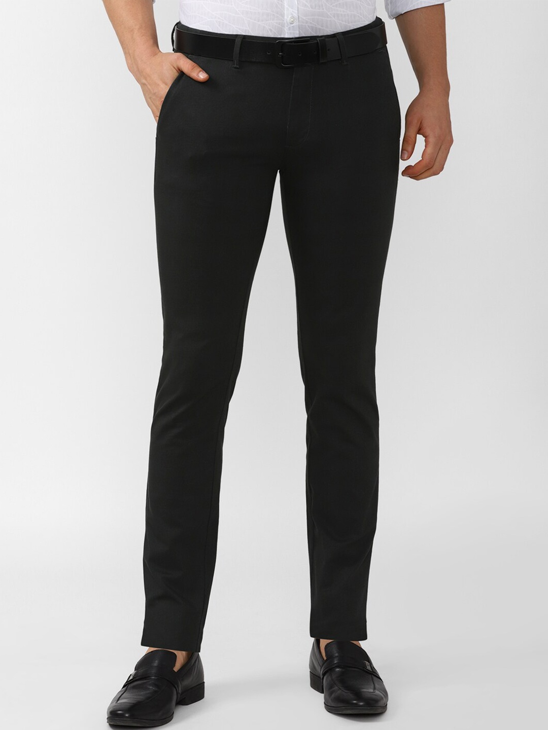 

V Dot Men Black Solid Cotton Slim Fit Trousers