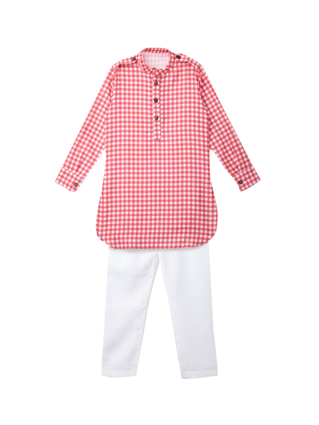 

HERE&NOW Boys Red Checked Kurta with Pyjamas