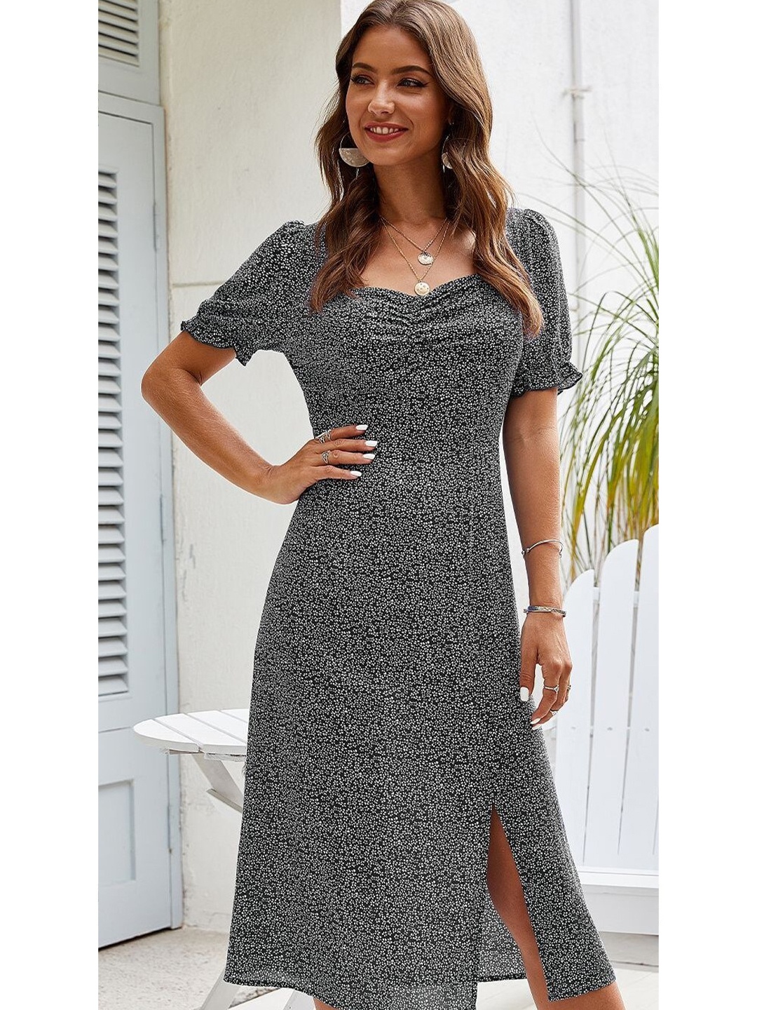 

La Aimee Women Black Printed Dress