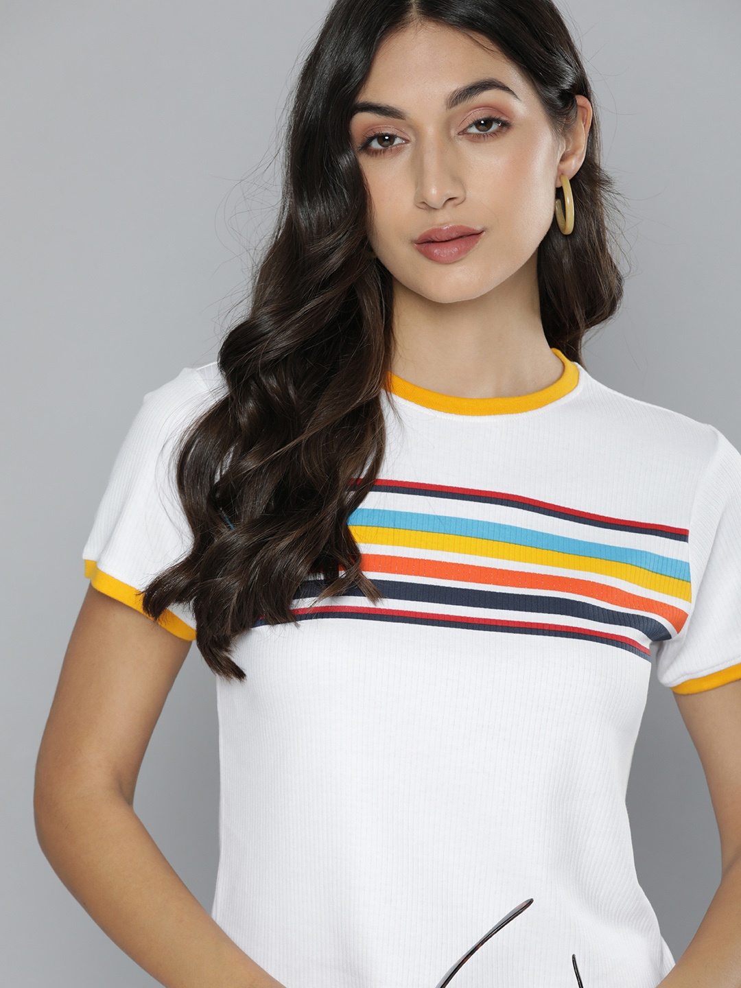 

Harvard White & Yellow Striped Pure Cotton Top