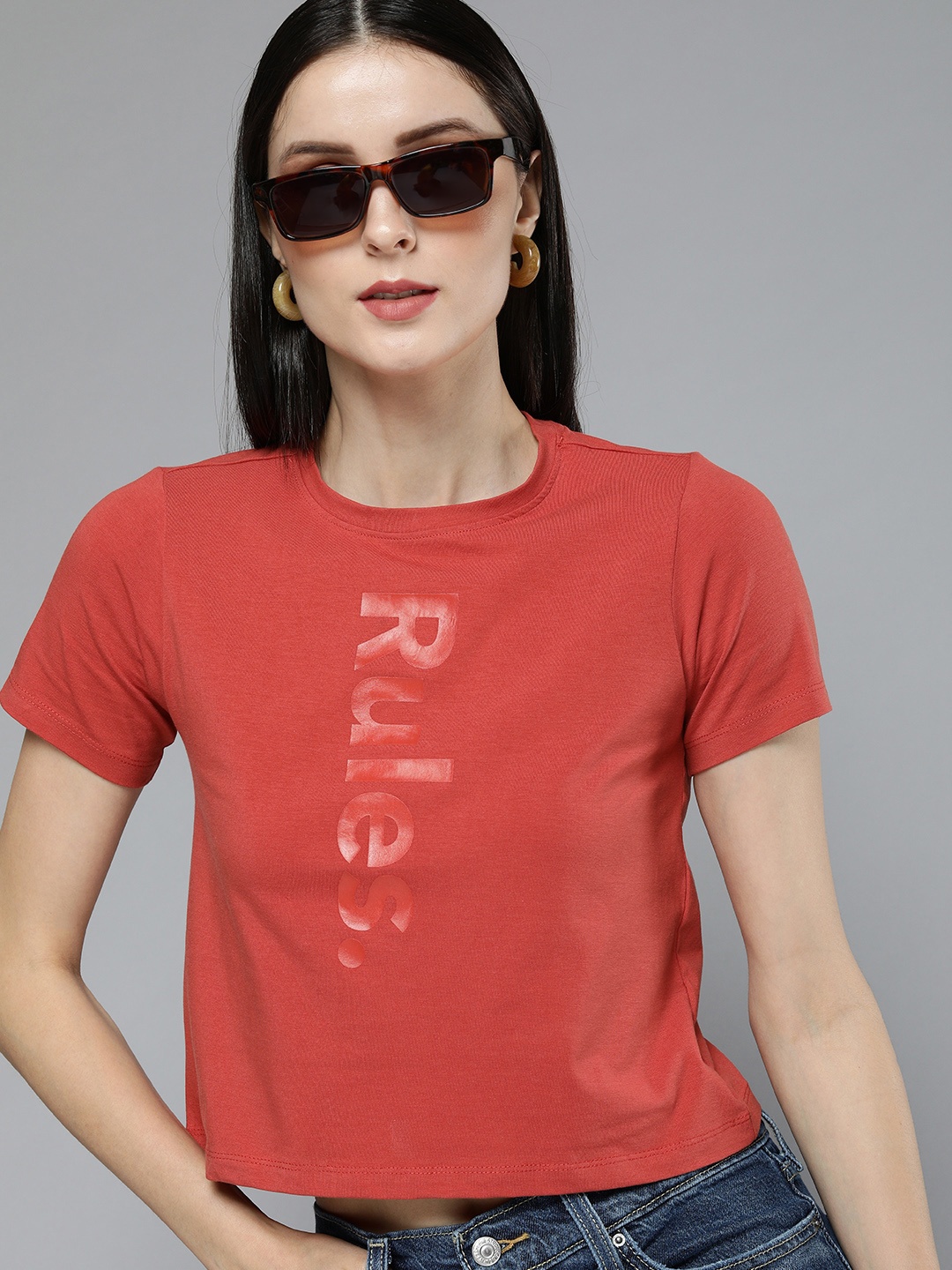 

Harvard Women Rust Typography Printed T-shirt