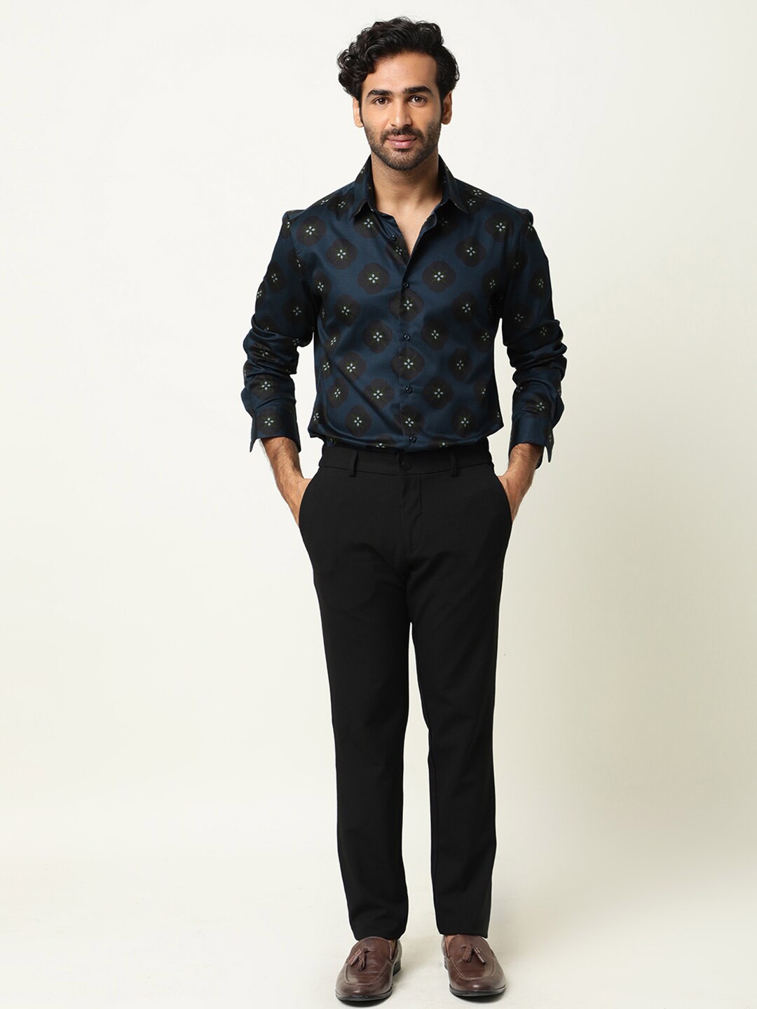 

RARE RABBIT Men Amalfis Slim Fit Printed Shirt, Teal