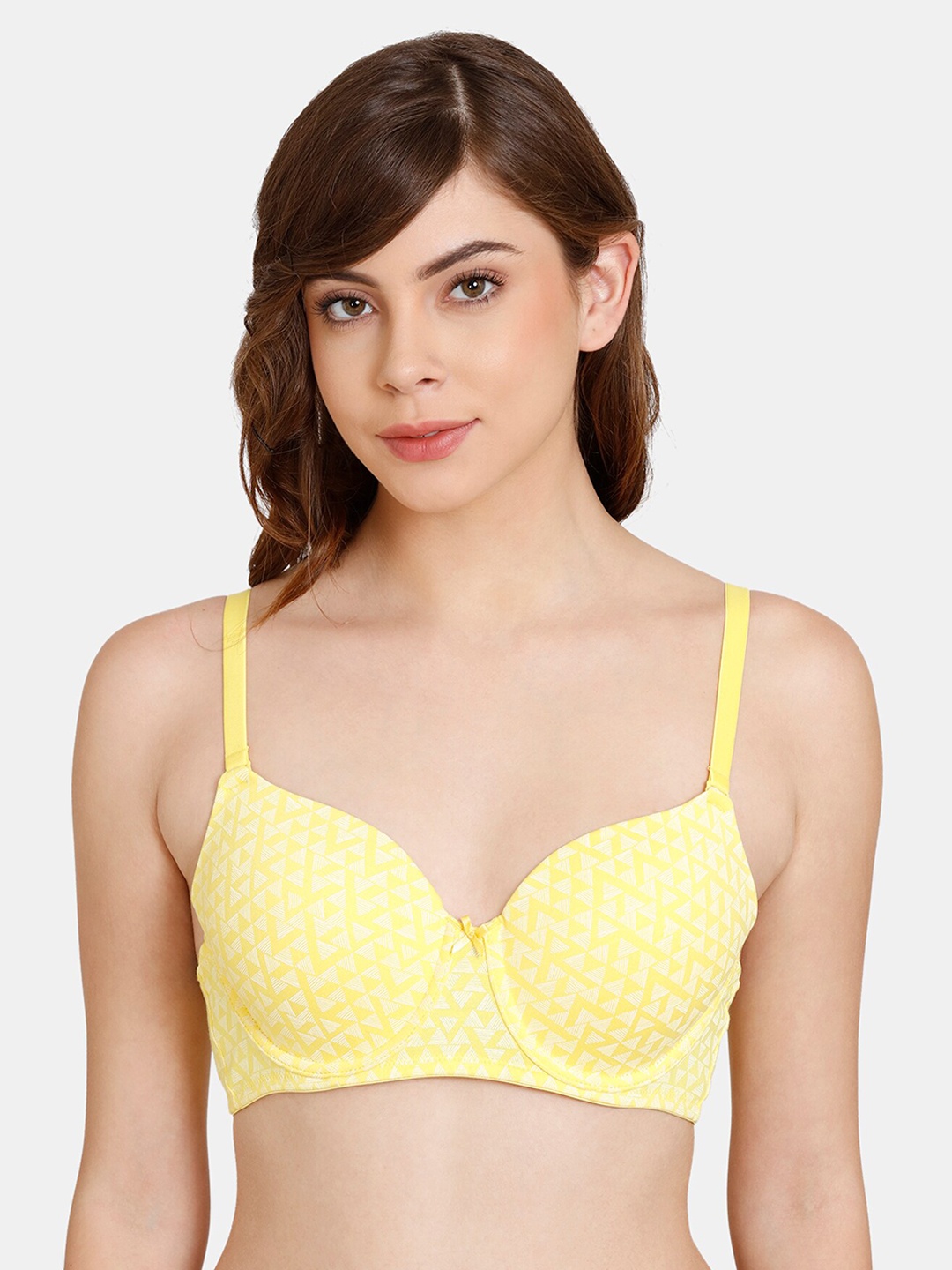 

Rosaline by Zivame Yellow Abstract Bra Underwired Lightly Padded