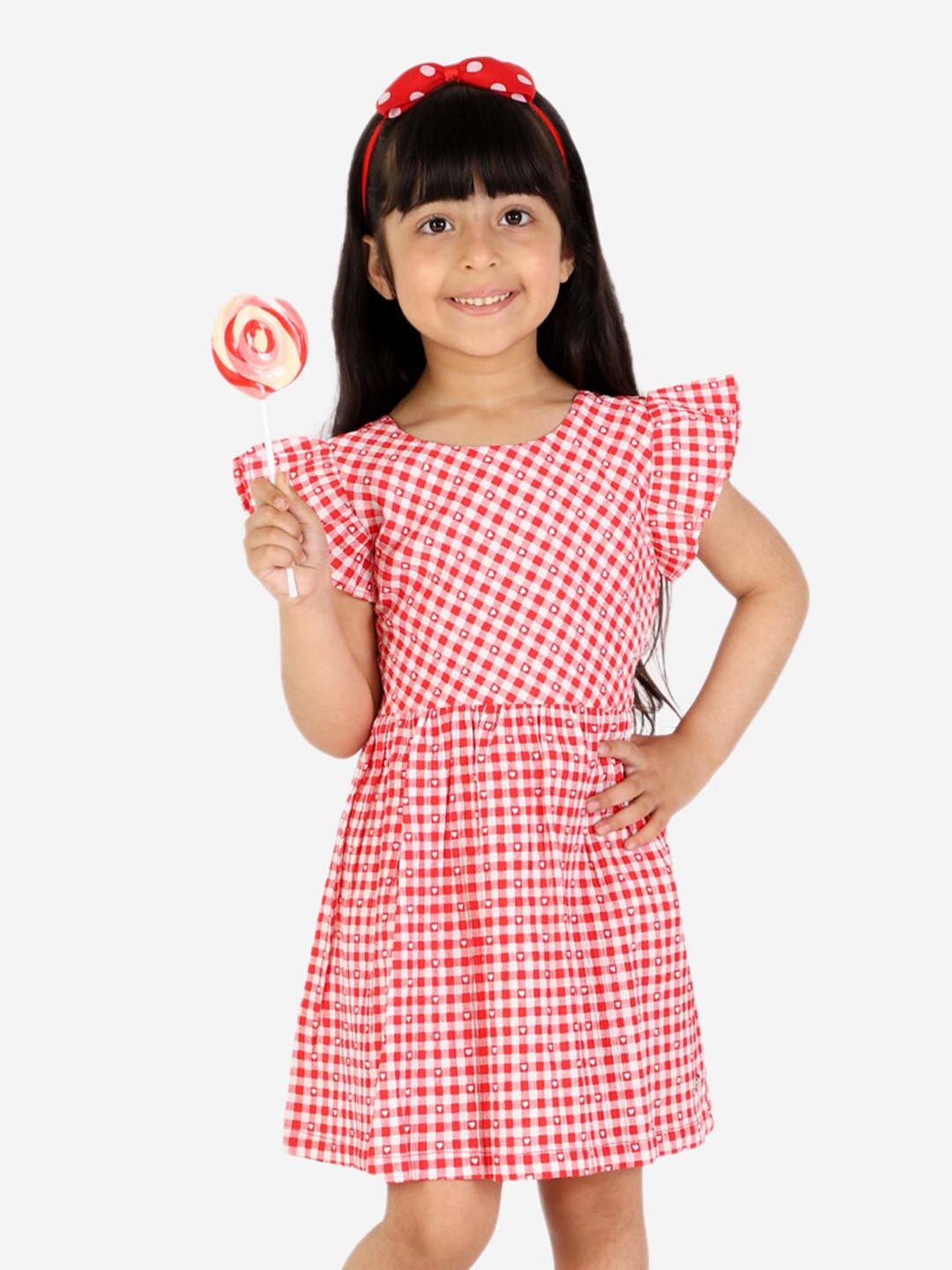 

White Dahlia Girls Red Checked Dress