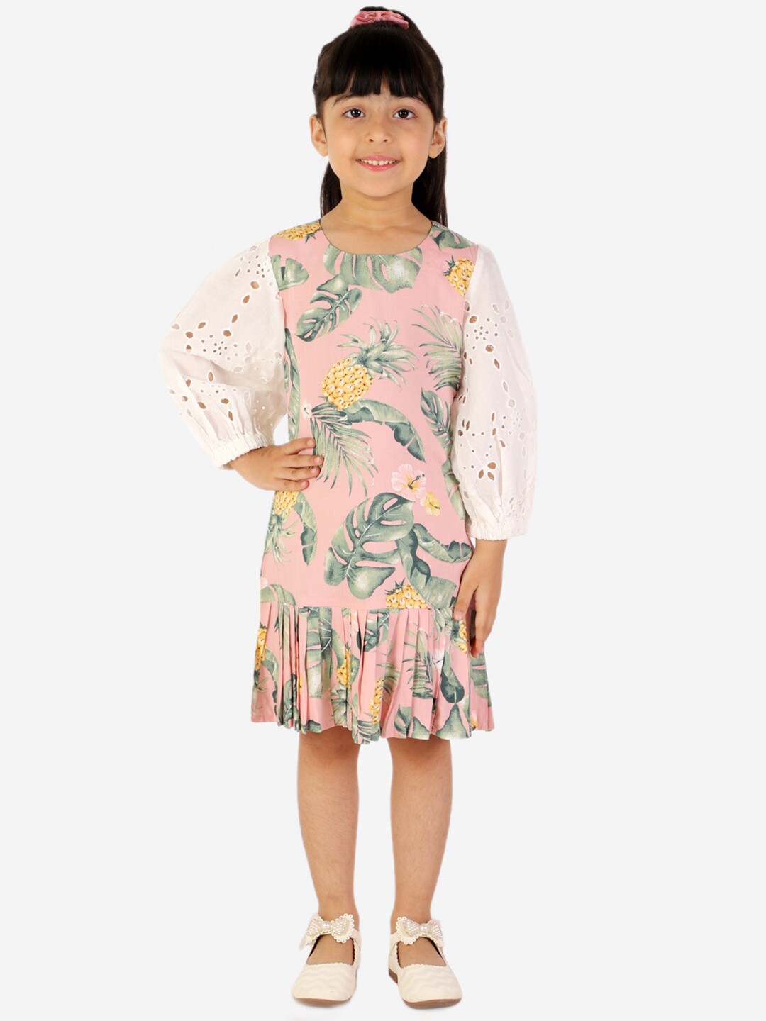 

White Dahlia Girl Pink Floral A-Line Dress