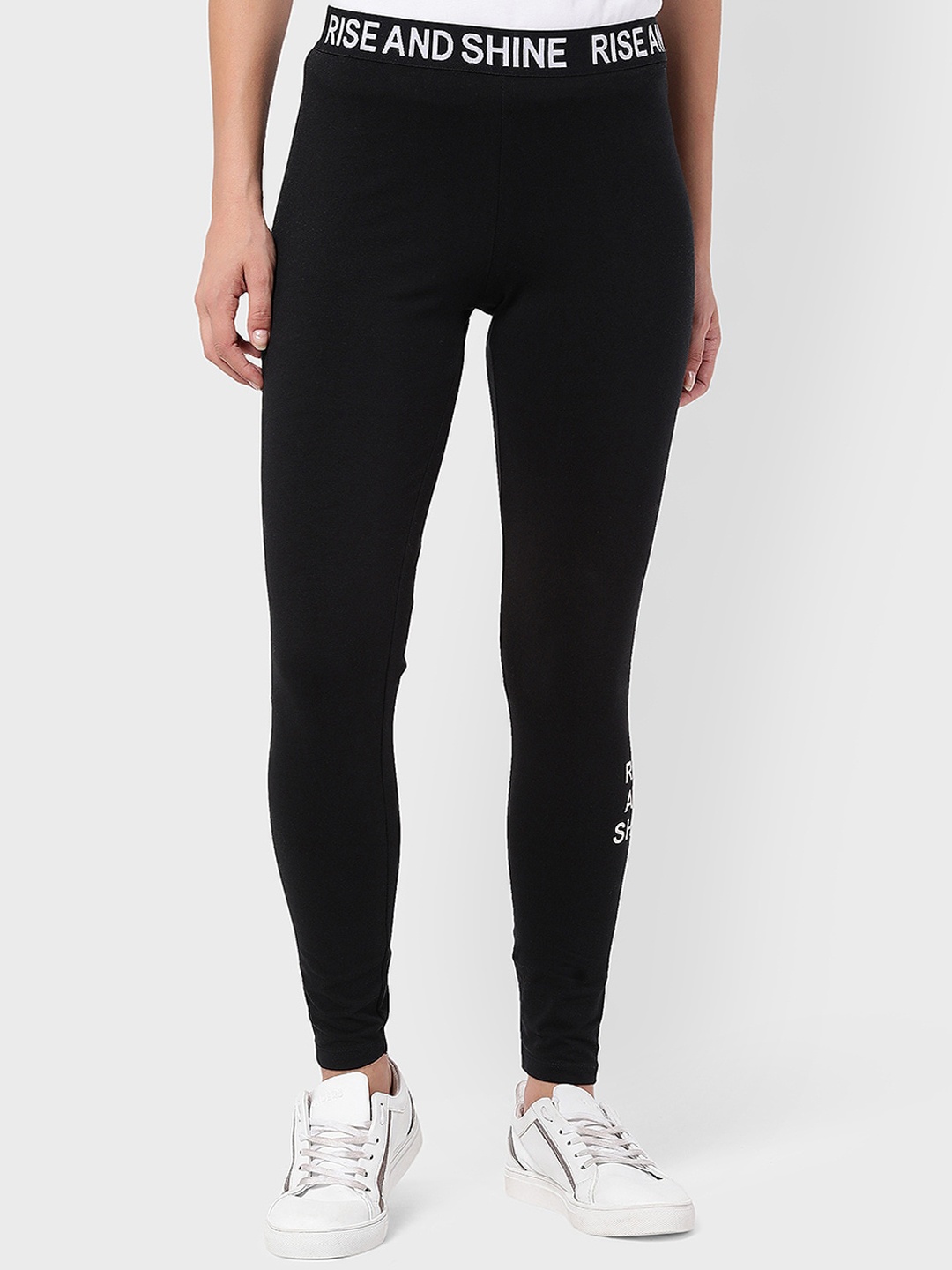

R&B Women Black Solid Ankle Length Leggings