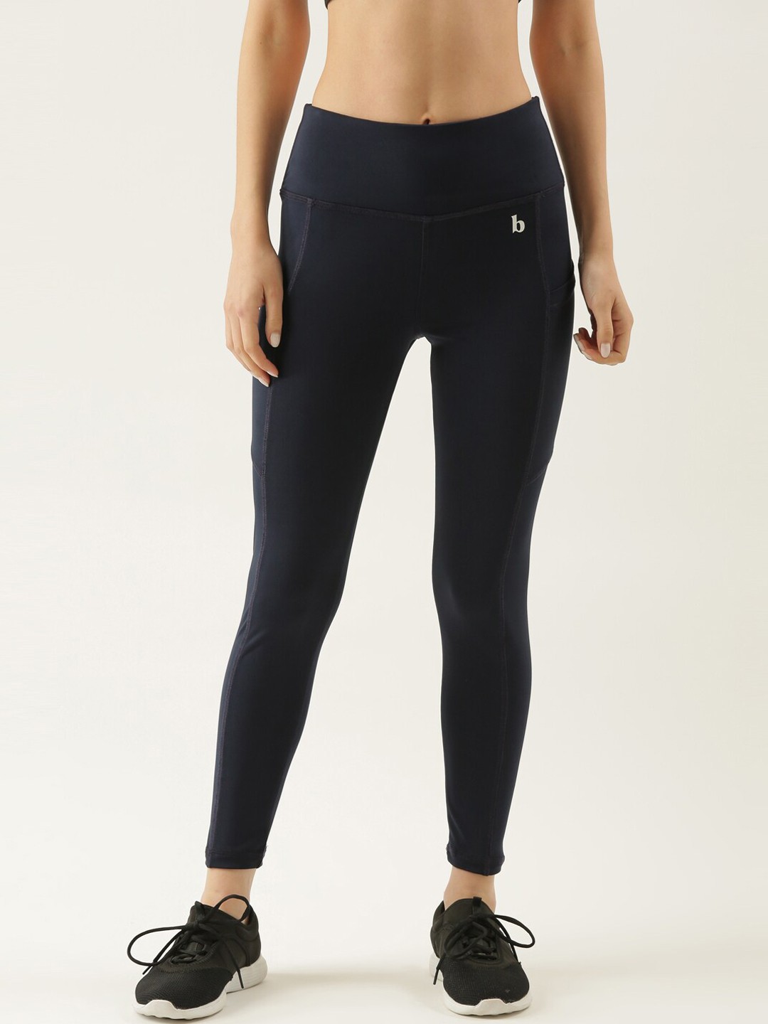 

Bannos Swagger Women Navy Blue Solid Side Pockets Rapid-Dry Tights