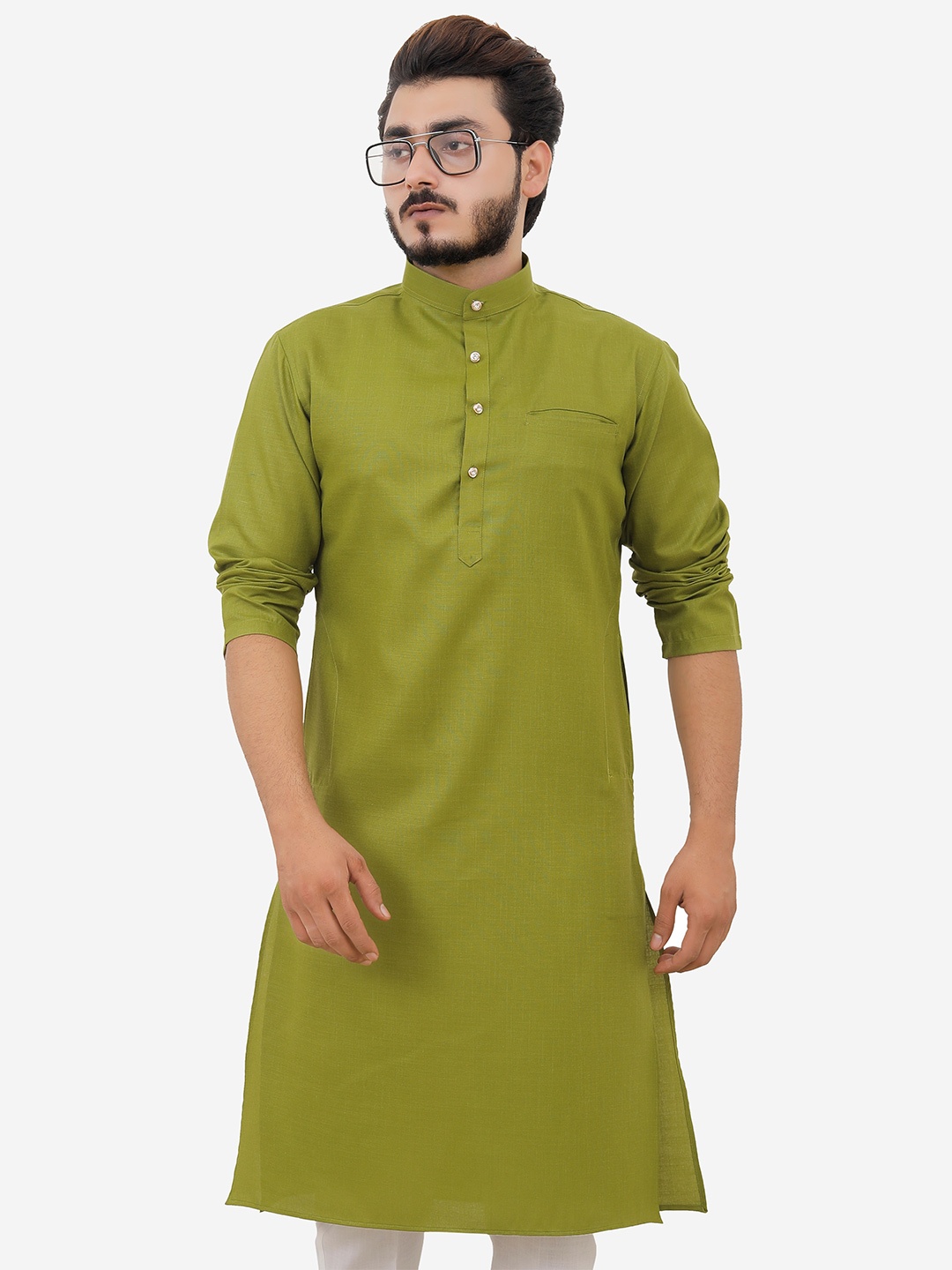 

Tibra Collection Men Olive Green Kurta