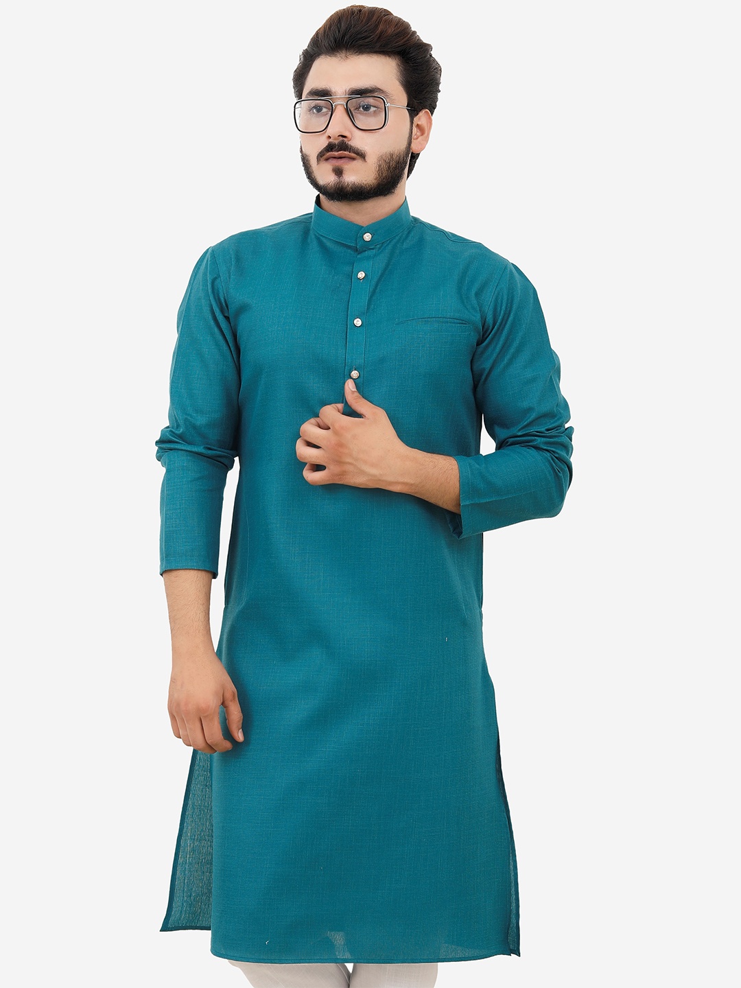 

Tibra Collection Men Teal Kurta