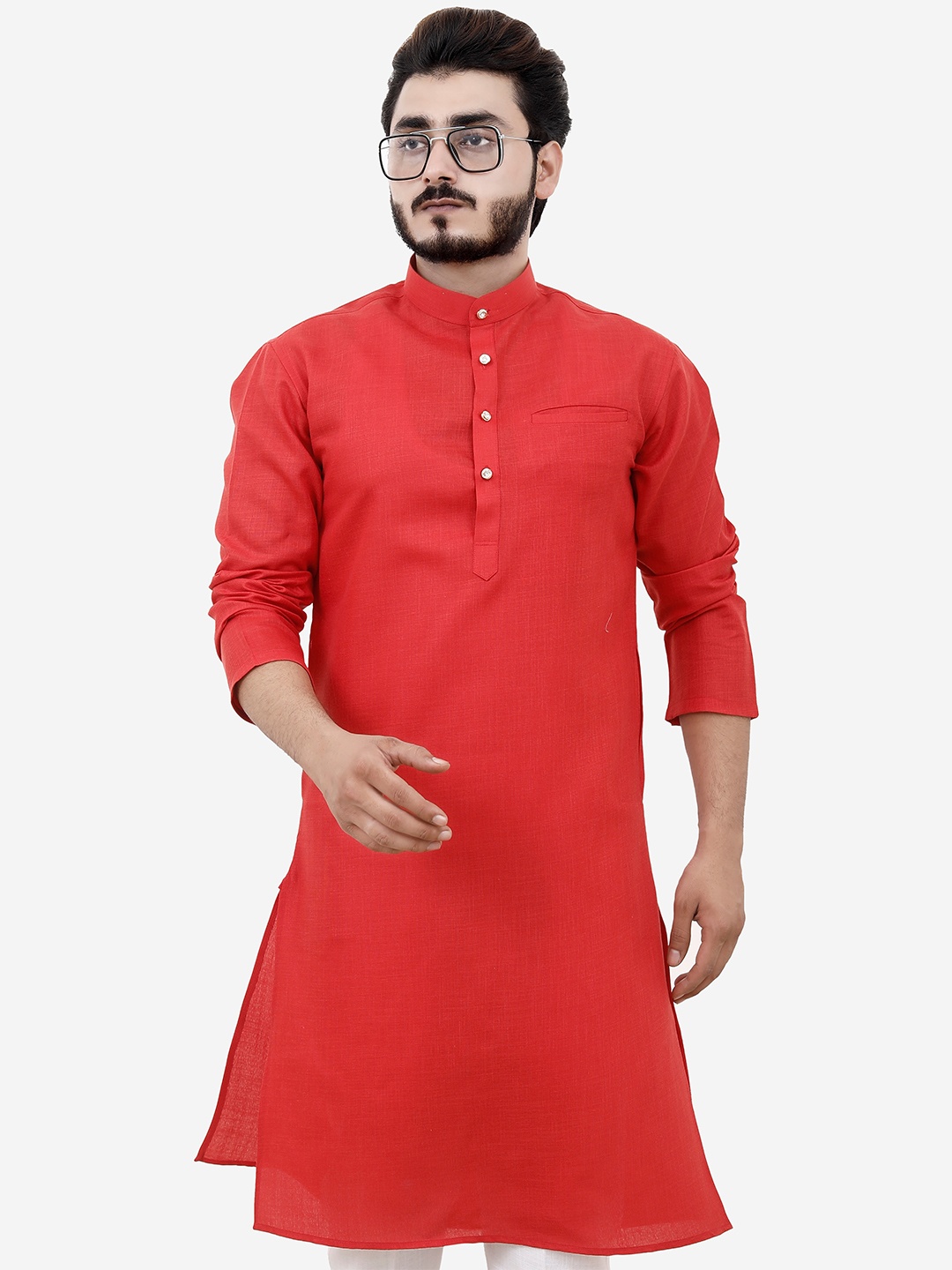 

Tibra Collection Men Red Thread Work Kurta