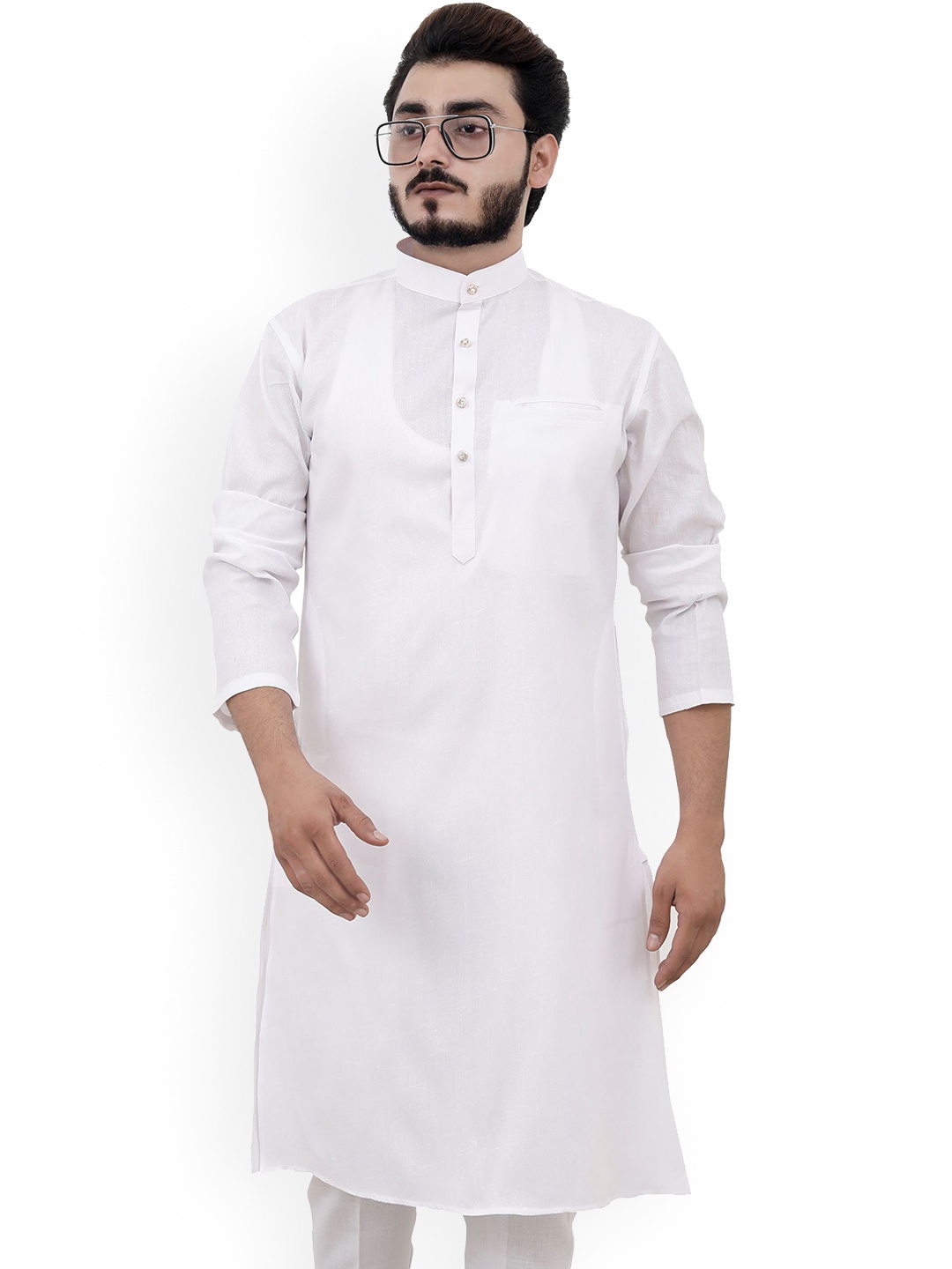 

Tibra Collection Men White Solid Kurta