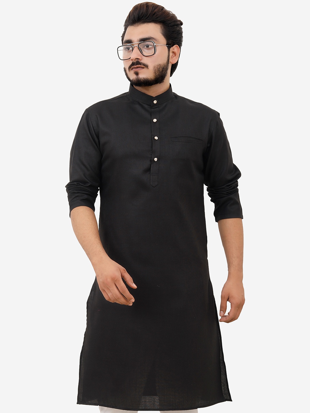 

Tibra Collection Men Black Thread Work Kurta