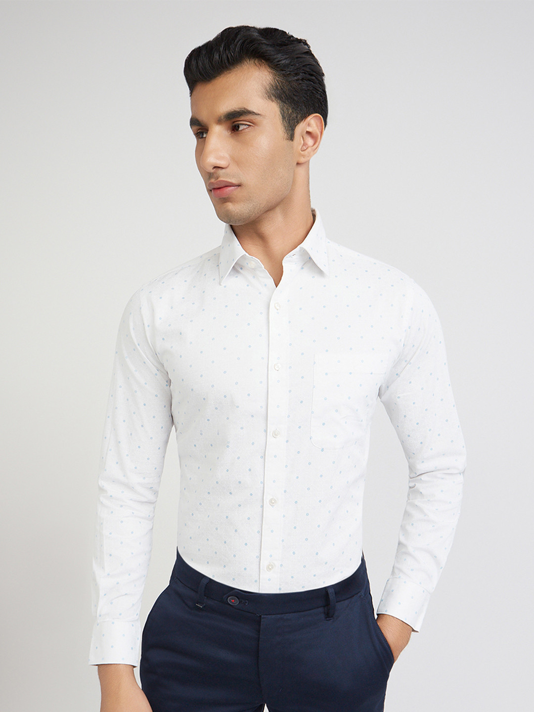 

Raymond Men White Slim Fit Printed Casual Shirt