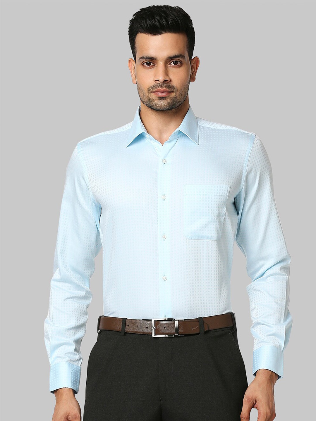 

Raymond Men Blue Cotton Formal Shirt