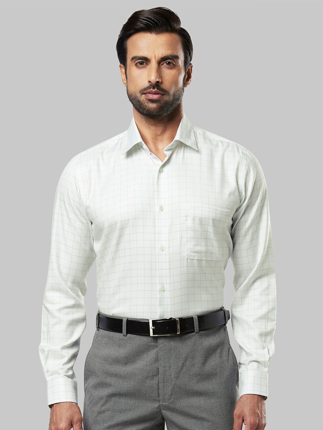 

Raymond Men Green Grid Tattersall Checked Organic Cotton Casual Shirt