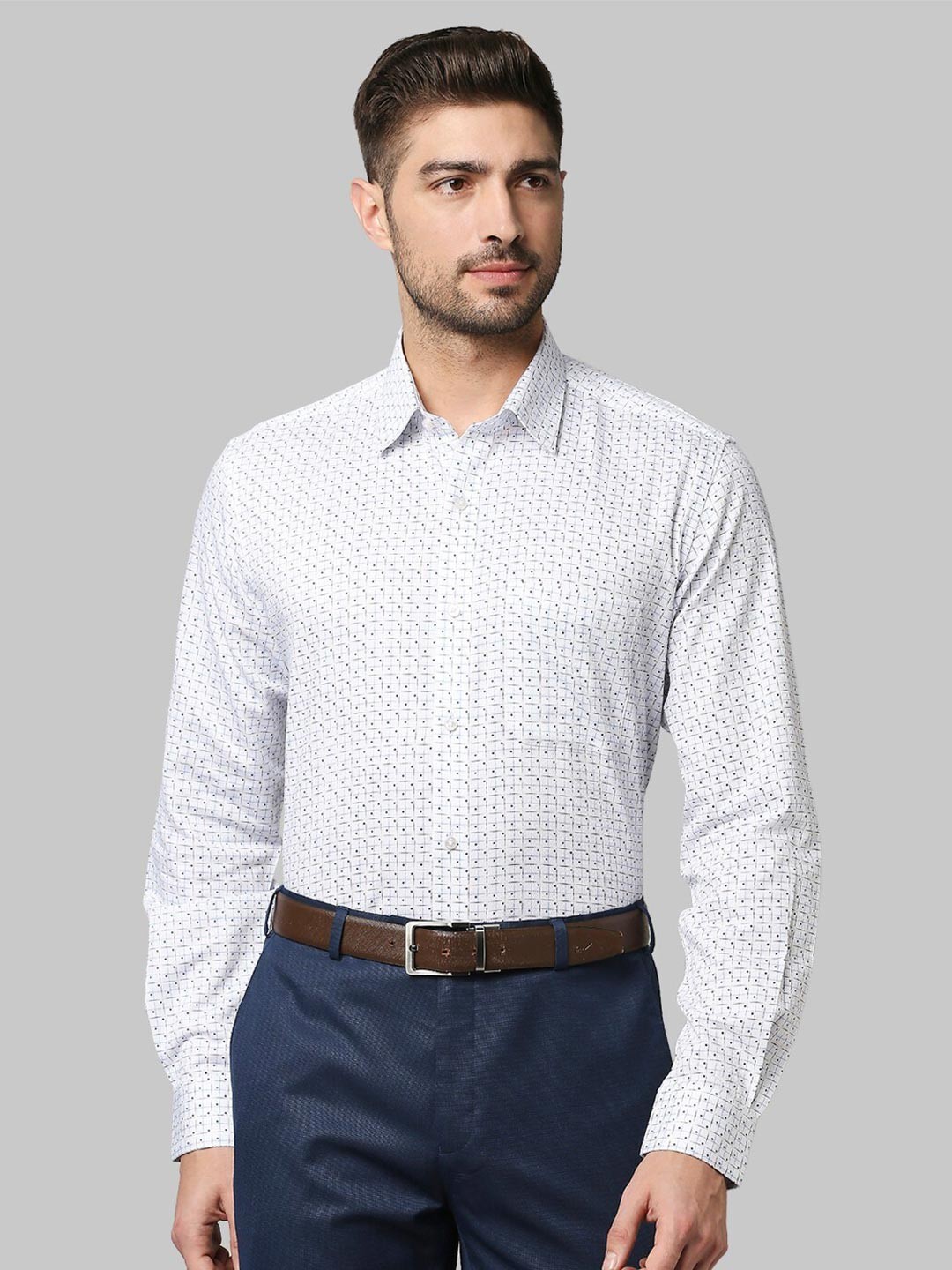 

Raymond Men White Printed Casual Shirt