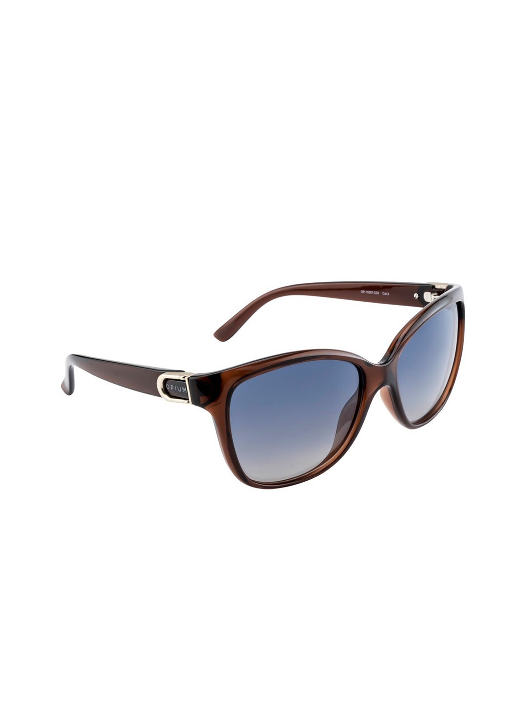 

OPIUM Women Blue Lens & Brown Cateye Sunglasses with Polarised and UV Protected Lens