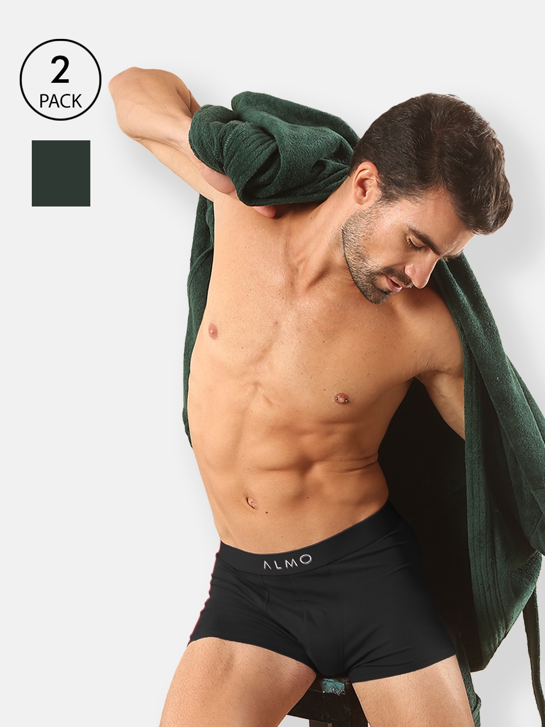 

Almo Wear Men Pack Of 2 Solid Cotton Trunk- Rico-T-BLAG, Navy blue