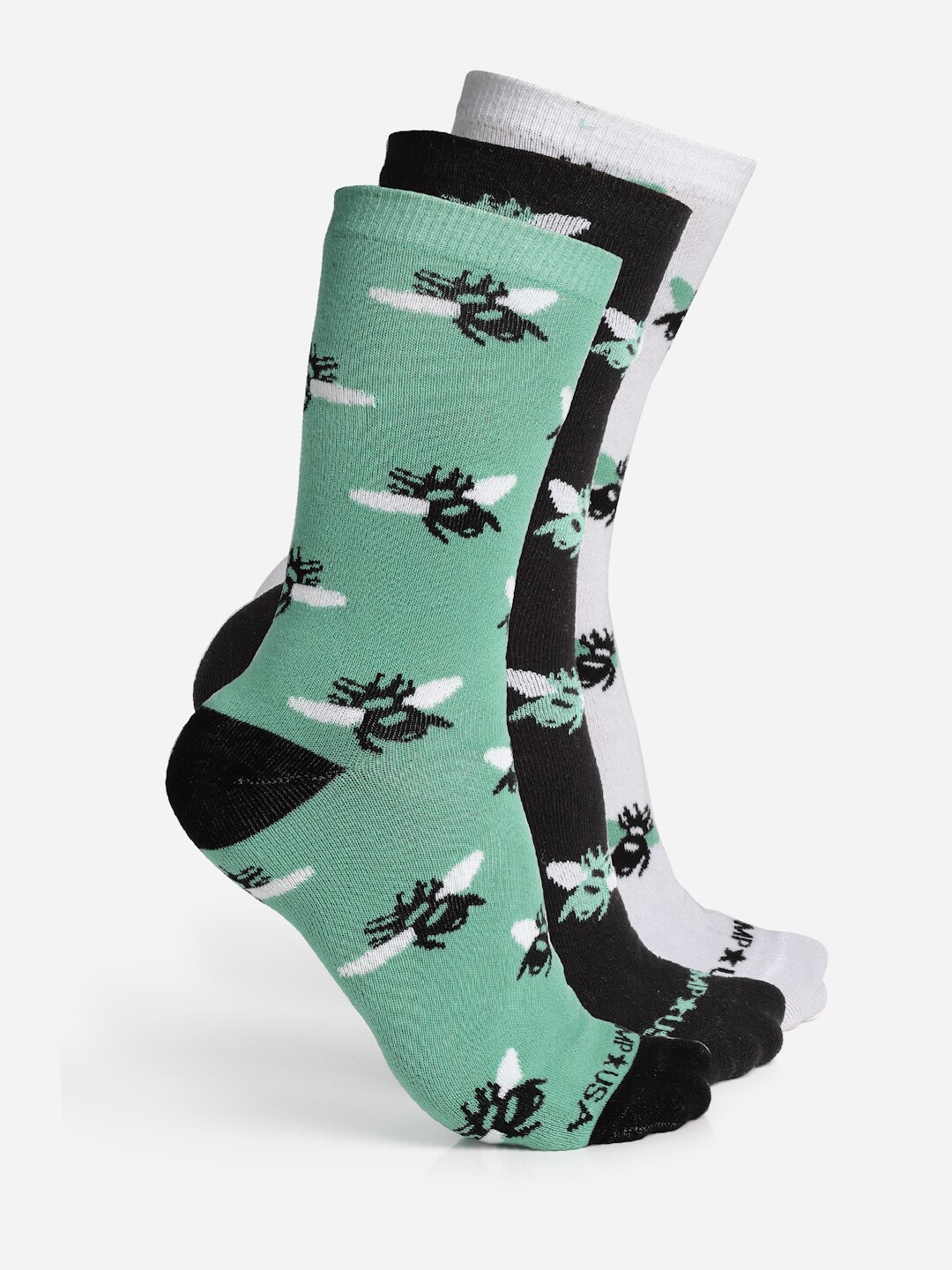

JUMP USA Women Pack of 3 Patterned Above-Ankle Socks, Black