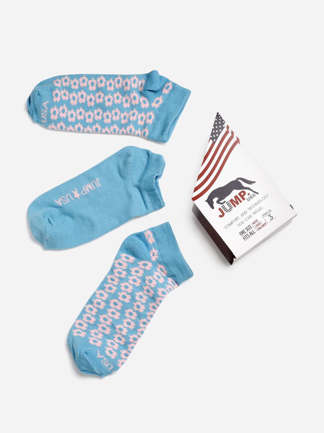 

JUMP USA Women Pack of 3 Assorted Ankle Length Cotton Socks