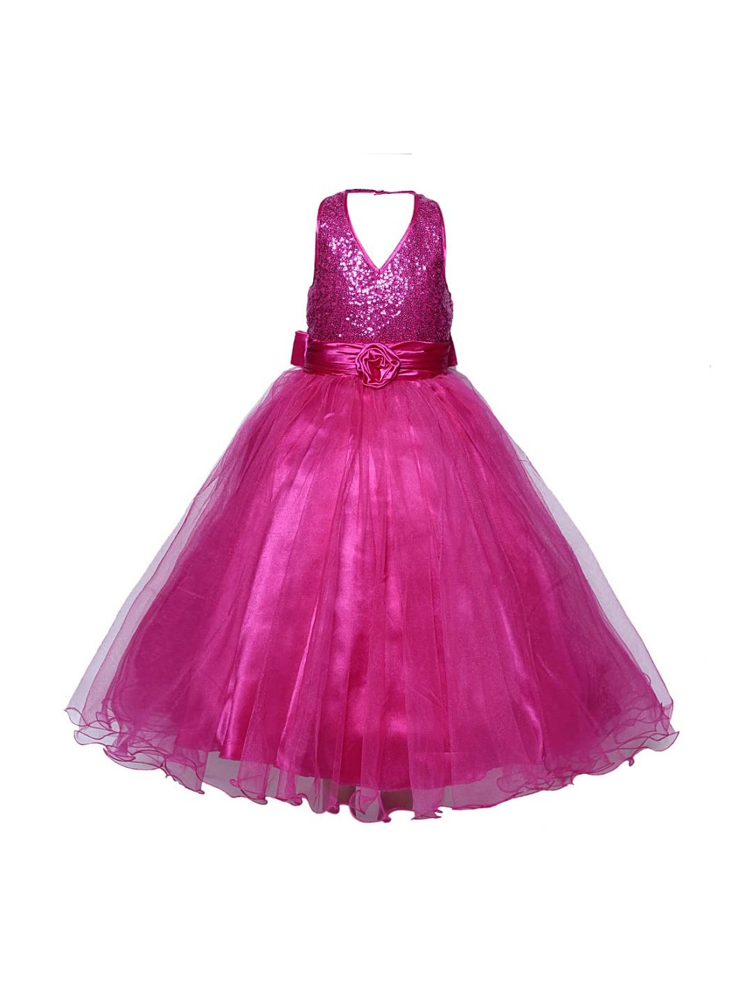 

SOFYANA Pink Embellished Halter Neck Satin Maxi Dress