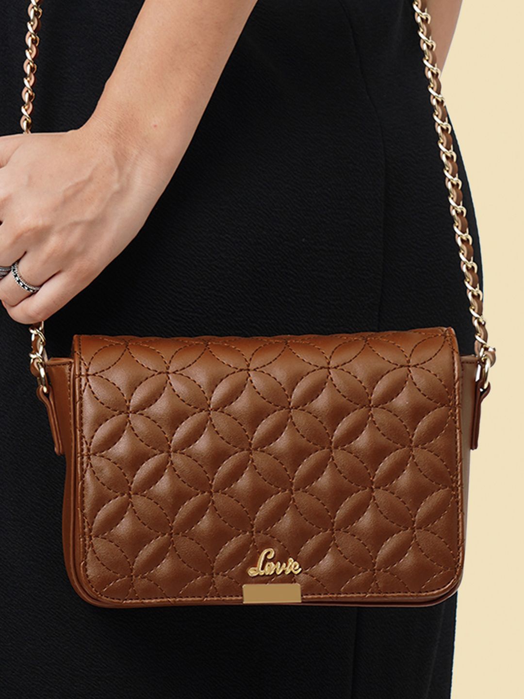 

Lavie Star Caro Women Tan Flap Slingbag, Brown